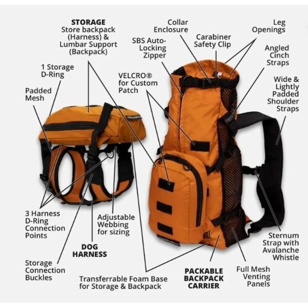 K9 Sport Sack Yellow Dog Backpack Carrier Small XS‎ Pet Travel Hiking Adventure